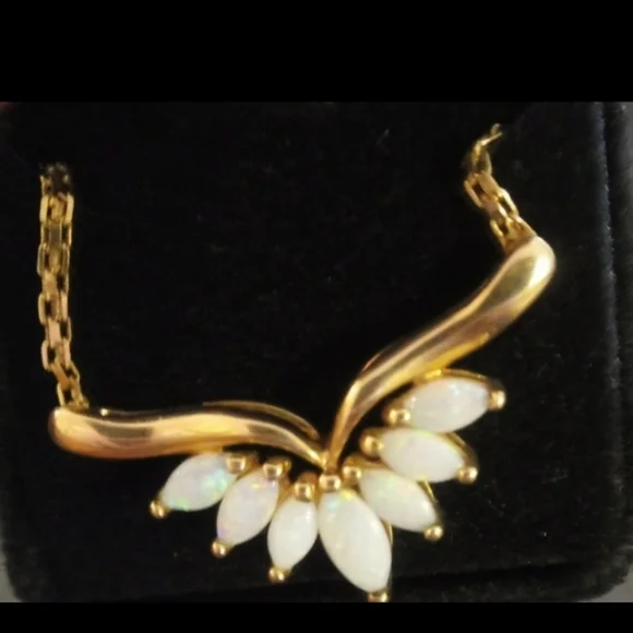 💯 Authentic Vintage 14k gold and genuine large opal chain - Picture 8 of 14